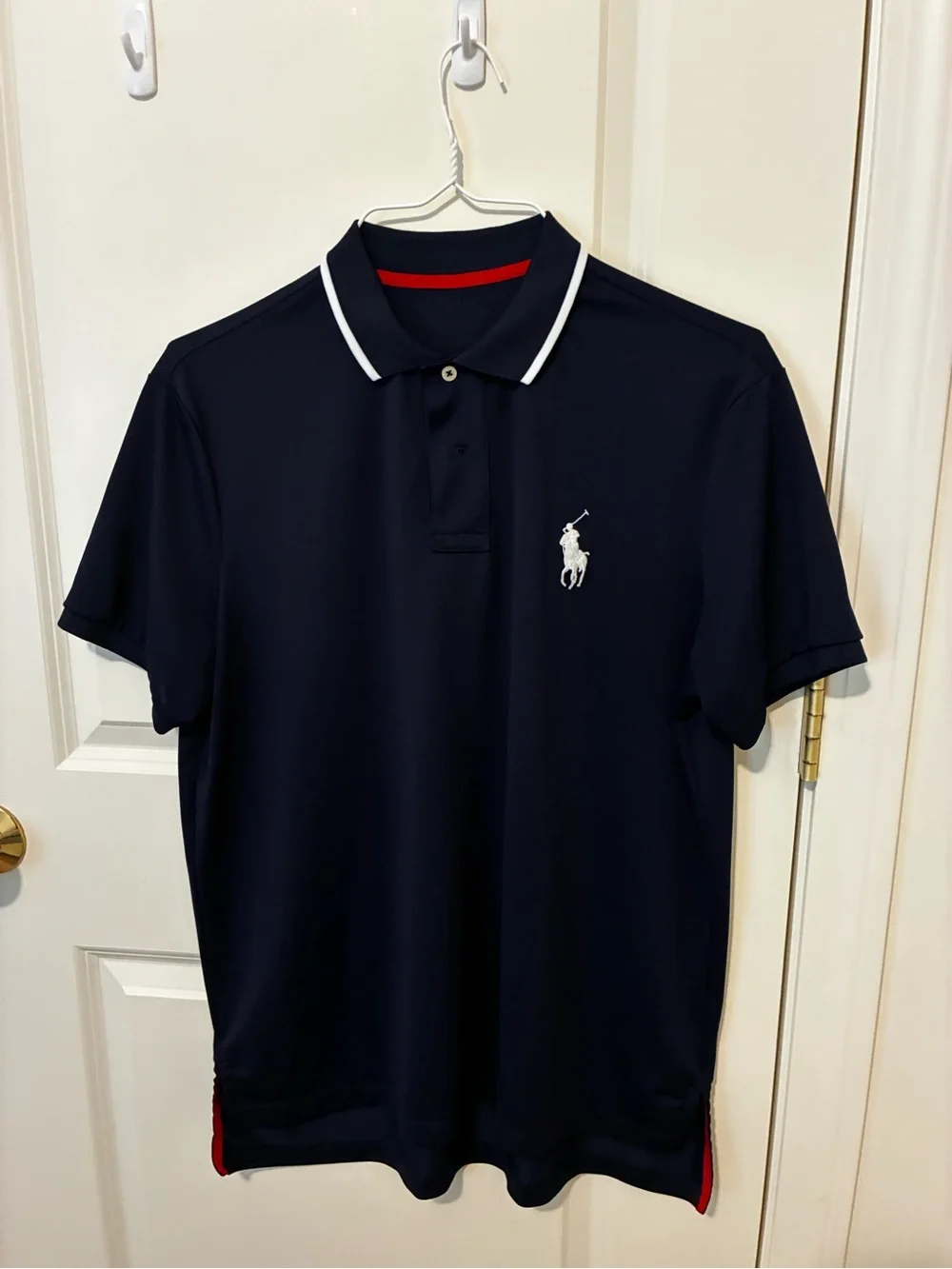 Polo by Ralph Lauren Navy Polo with White Pony & Collar Trim